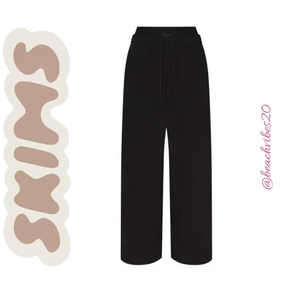 SKIMS Cotton Fleece Oversized Double Waistband Pant Onyx Large NWT O-429 - Picture 5 of 12